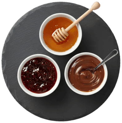 Honig, Marmelade und Haselnussaufstrich