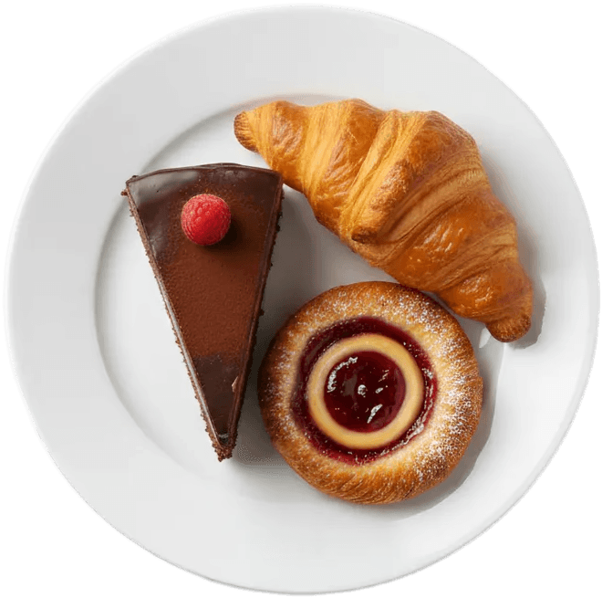 Kuchen und Croissant